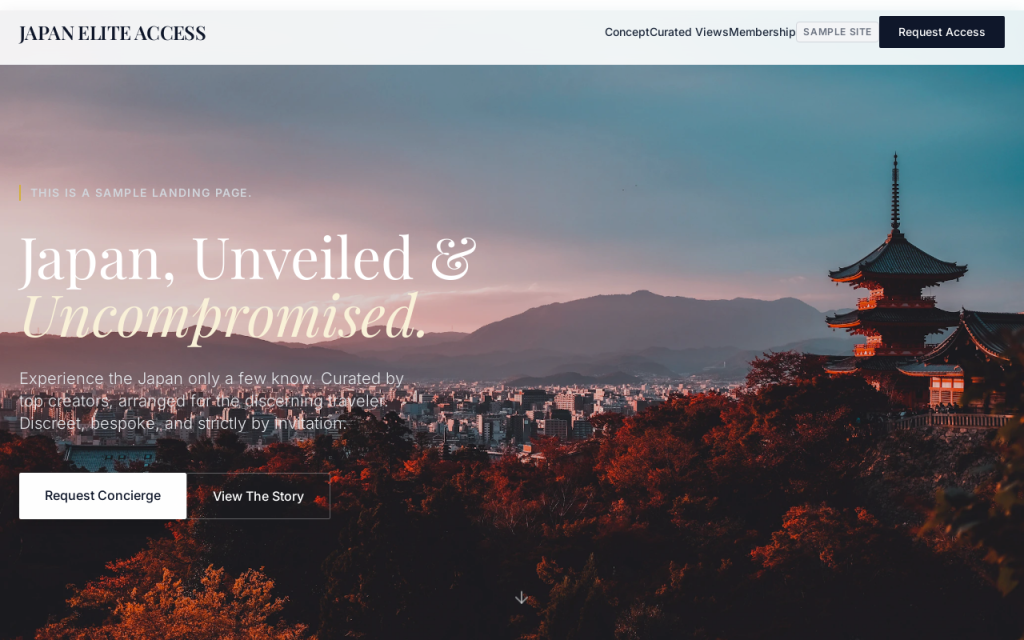 [Sample] Japan Elite Access - Curated Travel Experience