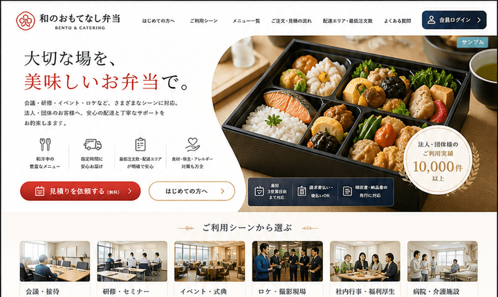 法人注文につながる弁当ケータリングサイト