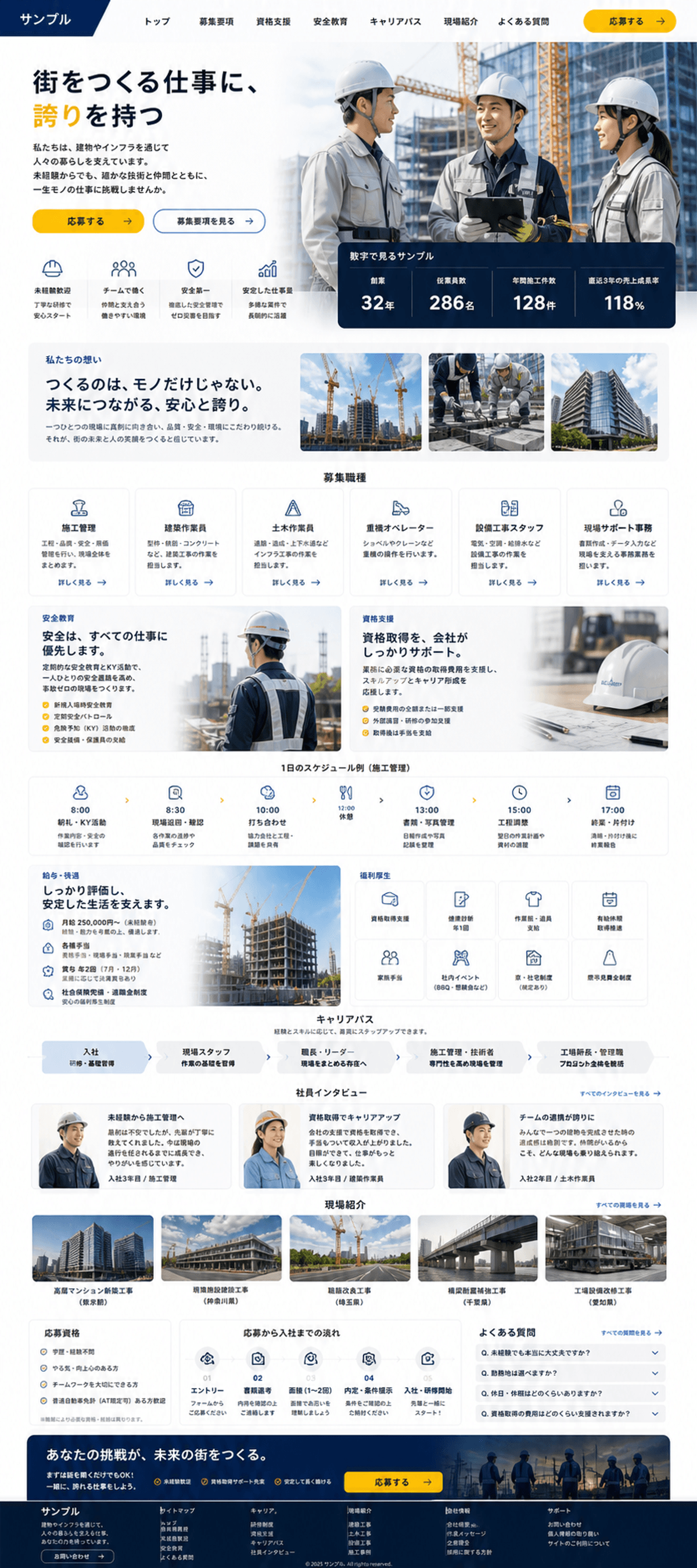 若手応募につながる建設業採用サイト