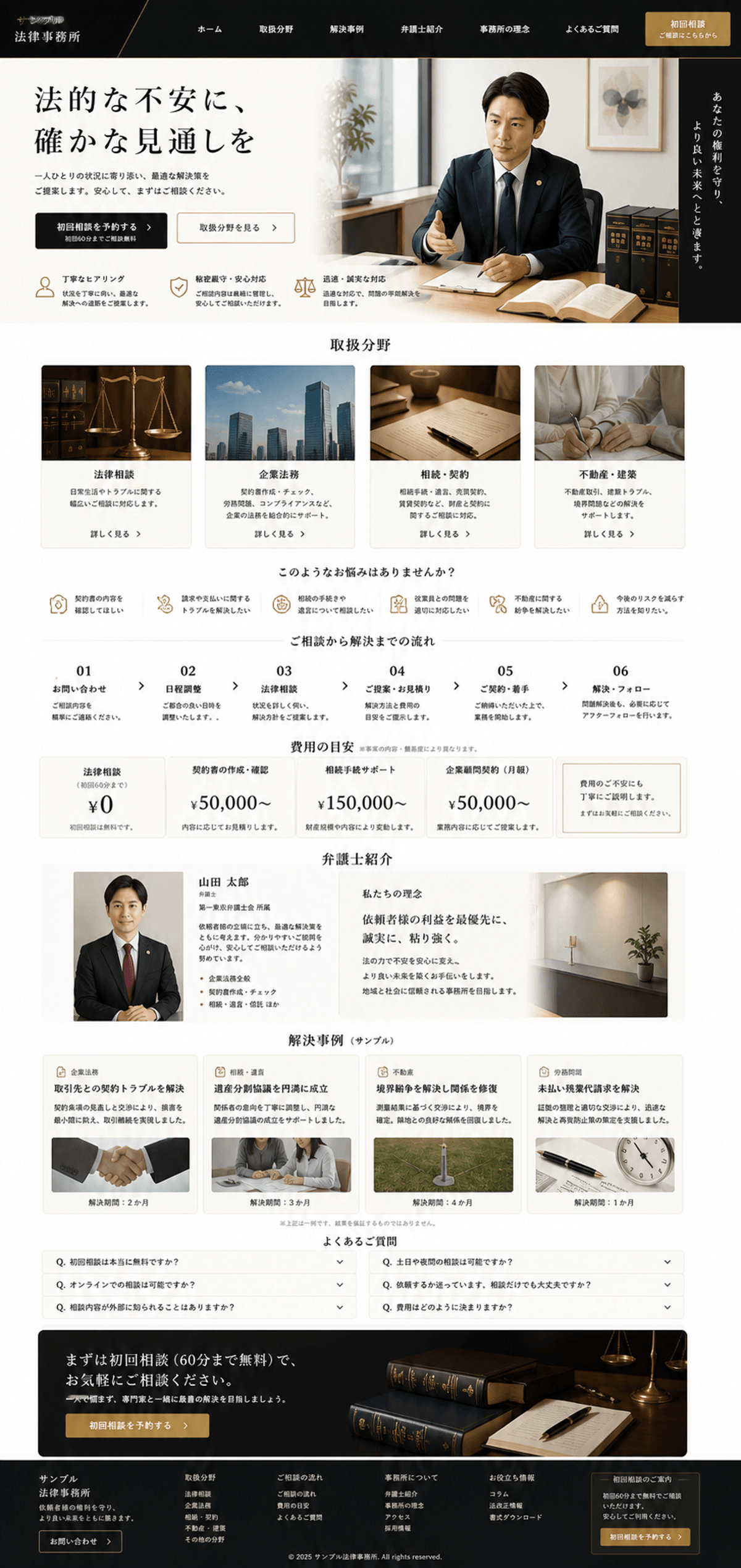 相談内容別に導線を整理した法律事務所サイト