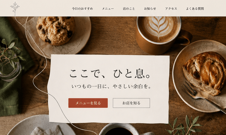 やさしい余白で来店を促すカフェサイト