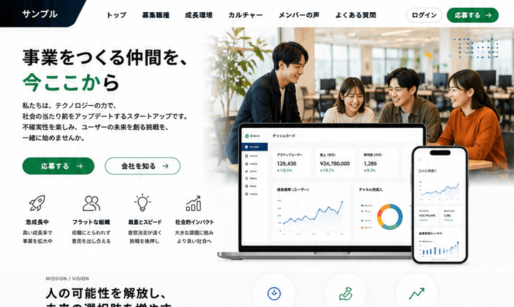カルチャーが伝わるスタートアップ採用サイト